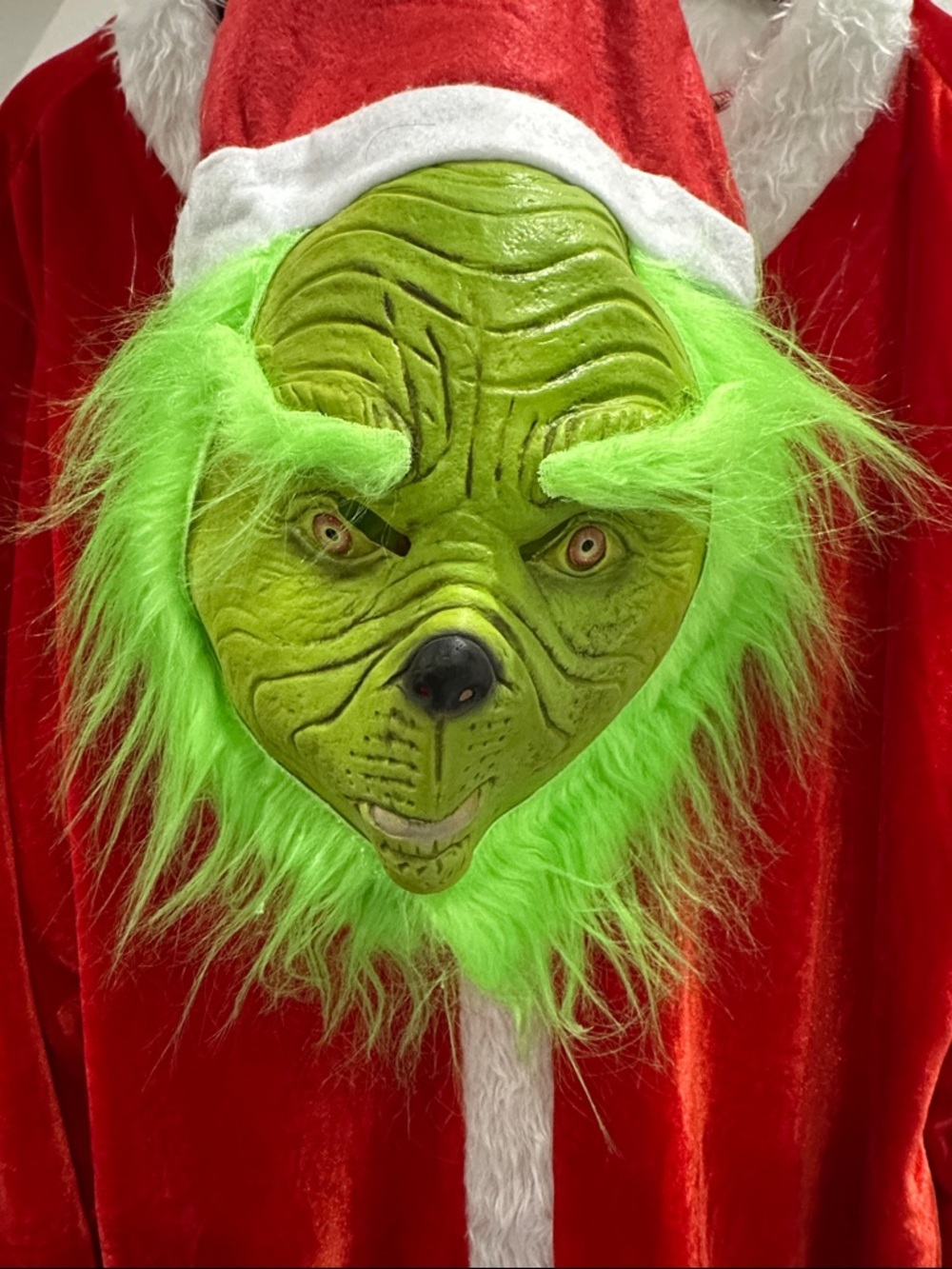 Grinch costume with Santa Claus clothing! Size L